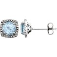 thumbnail image 1 of 925 Sterling Silver Round 6mm Sky Blue Topaz Polished .015 Dwt Diamond Earrings Stud Earring for Women, 1 of 2