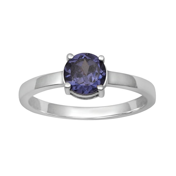 925 Sterling Silver Round 7mm Round Shape Simulated Tanzanite Solitaire Mother's Day Gift Ring