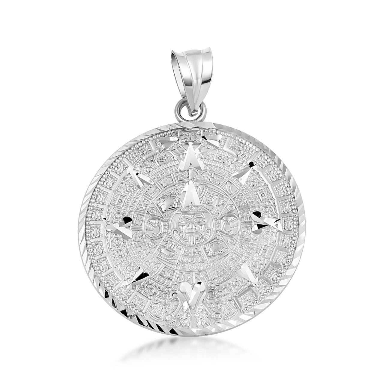 Mayan Calendar & Aztec God Tonatiuh Quarter Dome Pendant in .925