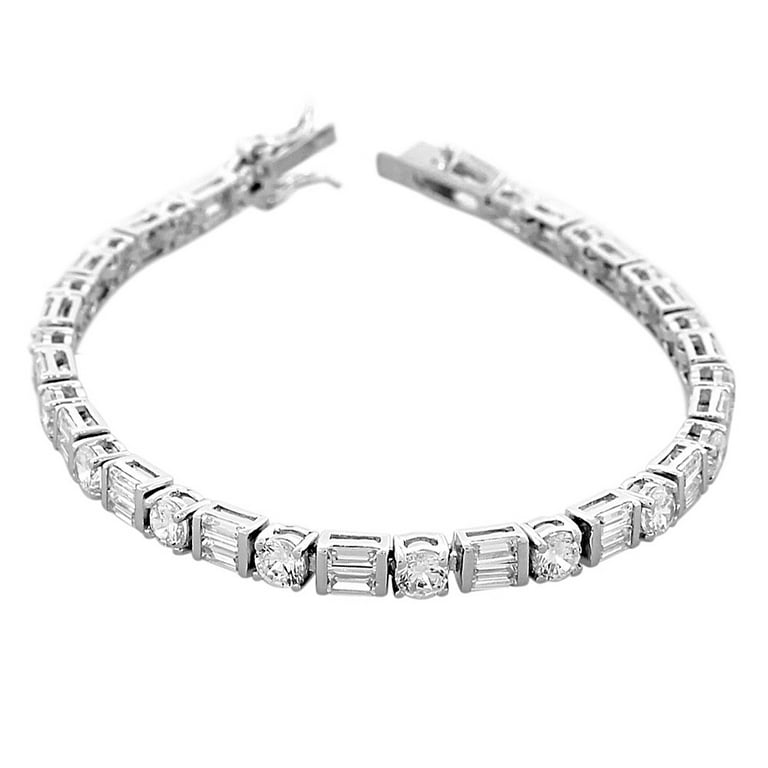 Cubic zirconia baguette tennis bracelet sale