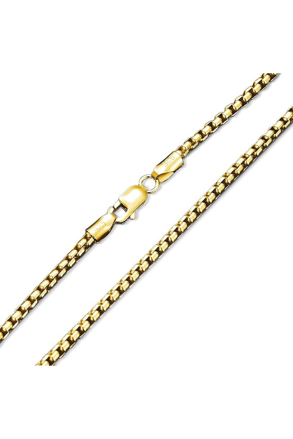 925 Sterling Silver Round Box Chain 1MM, 1.5MM, 2MM, 2.5MM, 3MM Square Rolo Link Chain Necklace for Men Women 18, 20, 22, 24, 26 Inch