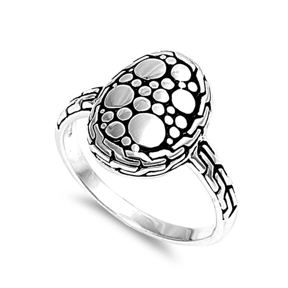 925 Sterling Silver Round Bubble Design Ring Size 8