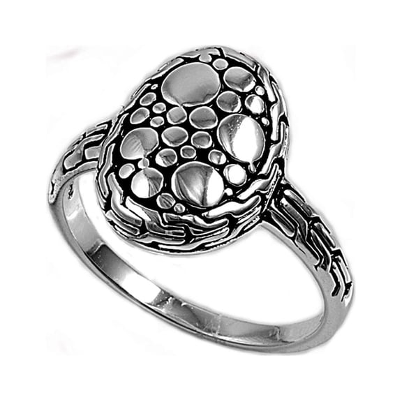 925 Sterling Silver Round Bubble Style Ring Size 8