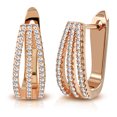 thumbnail image 1 of 925 Sterling Silver Round CZ Hoop Huggie Earrings, 0.6", 1 of 3