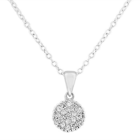 Sterling Silver Round Charm White Cubic Zirconia Pendant Necklace