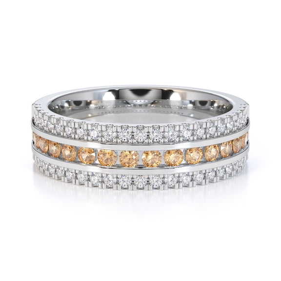 925 Sterling Silver Round-Cut 1.5 Ctw Yellow Citrine Gemstone Eternity Band Ring – Symbol of Endless Love, Graduation Gift For Her_10