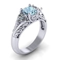 thumbnail image 1 of 925 Sterling Silver Round Cut Aquamarine Floral Promise Ring, 1 of 1