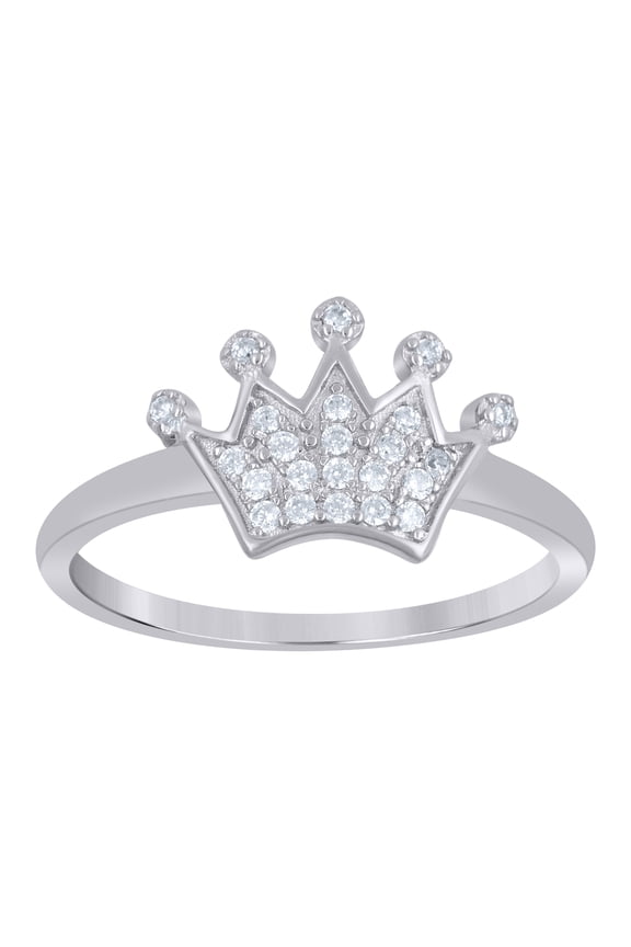 925 Sterling Silver Round Cut Cubic Zirconia Women's Cluster Queen's Crown Ring | Size 9
