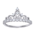 thumbnail image 1 of 925 Sterling Silver Round Cut Cubic Zirconia Women's Milgrain Queen's Crown Ring | Size 7, 1 of 1