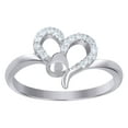 thumbnail image 1 of 925 Sterling Silver Round Cut Cubic Zirconia Women's Open Center Double Heart Ring | Size 9, 1 of 1
