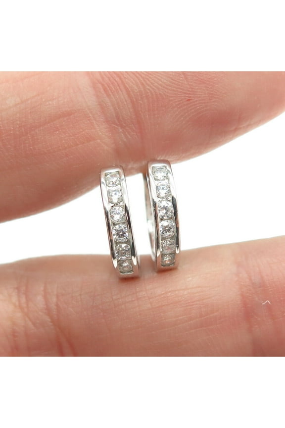 925 Sterling Silver Round-Cut Lab Created Diamond Hoop Earrings
