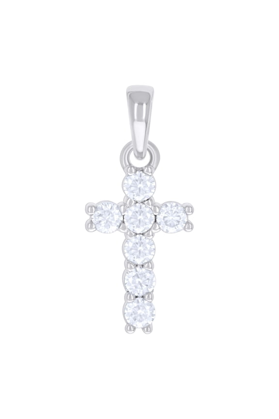 925 Sterling Silver Round Cut Moissanite Cross Pendant Unisex Mini Charm 3/4 Ct.