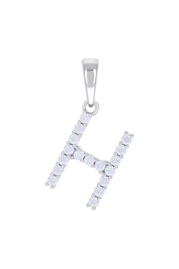 925 Sterling Silver Round Cut Moissanite Initial H Pendant Unisex Letter Charm 0.54 Ct.