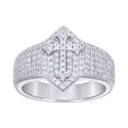 thumbnail image 1 of 925 Sterling Silver Round Cut Moissanite Men's Cluster Tiered Pointed Cross Pinky Ring 0.97 Ct. | Size 8, 1 of 1