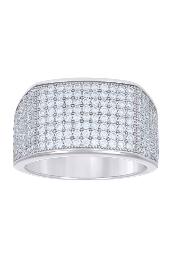 925 Sterling Silver Round Cut Moissanite Men's Flat Top Pinky Ring 1.90 Ct. | Size 10