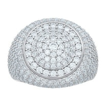 925 Sterling Silver Round Cut Moissanite Men's Tiered Circle Cluster Halo Pinky Ring 4.36 Ct. | Size 8