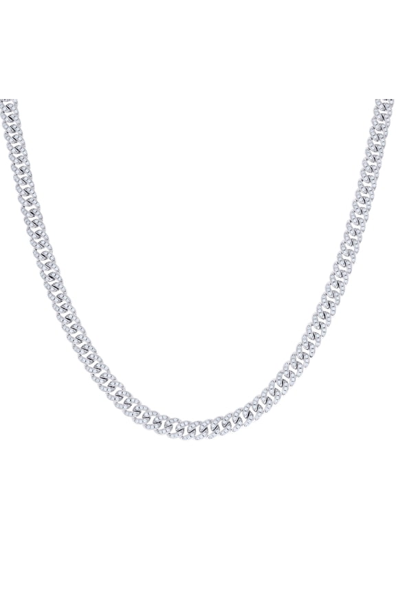925 Sterling Silver Round Cut Moissanite Unisex 6mm Cuban Link Necklace 18" Chain |4.10 Ct.