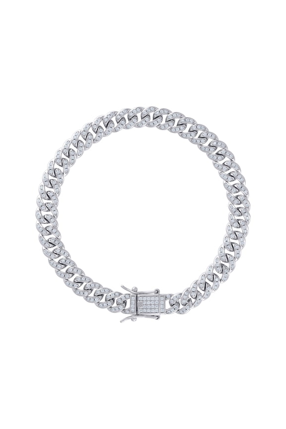 925 Sterling Silver Round Cut Moissanite Unisex 6mm Miami Cuban Link 7" Bracelet | 1.65 Ct.