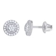 thumbnail image 1 of 925 Sterling Silver Round Cut Moissanite Unisex 8mm Domed Cluster Circle Stud Earrings 0.53 Ct., 1 of 1