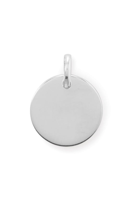 925 Sterling Silver Round Engravable Pendant Necklace Tag 15mm in Diameter Pendant for Women