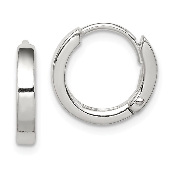 925 Sterling Silver Round Hinged Hoop Earrings; for Adults and Teens; for Women and Men