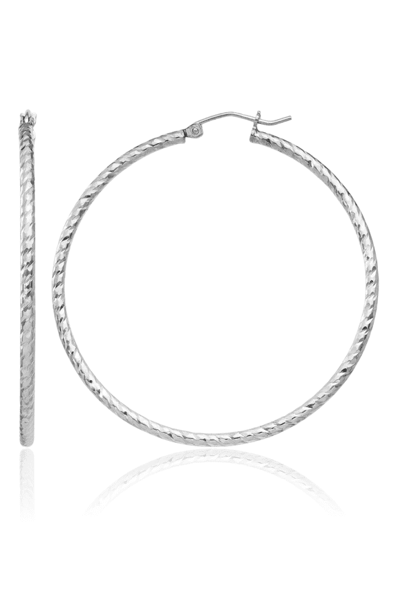 925 Sterling Silver Round Large Hoop Earrings