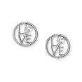 thumbnail image 1 of 925 Sterling Silver Round Love CZ Heart Stud Earrings Rhodium Plated Love Have Rope Edge Detailing 4mm CZ Accent Measure, 1 of 2