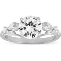 925 Sterling Silver Round & Marquise-cut Diamond Cubic Zirconia Ring