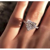 925 Sterling Silver Round Perfect Cut 3ct Single Stone Shiny Heart Rings  Cubic Zirconia Promise Love Halo Engagement Wedding Band Eternity Ring for Women (US Code 7)