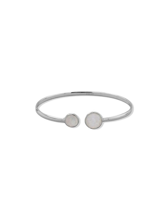 925 Sterling Silver Round Rainbow Celestial Moonstone Cuff Bracelet Polished Stones Measure 8mm 10mm Width is 3mm Cuff B