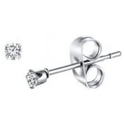 ZEN JEWELZ 925 Sterling Silver Round Solitaire Earrings Studs 2 MM CZ Hypoallergenic Small Studs Push Back Cubic Zirconia
