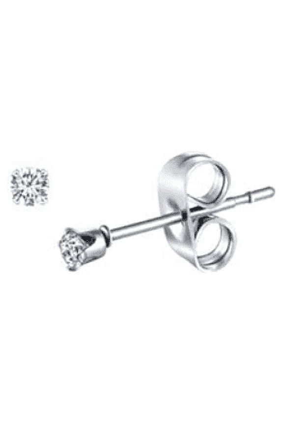 925 Sterling Silver Round Solitaire Earrings Studs 2 MM CZ Hypoallergenic Small Studs Push Back Cubic Zirconia