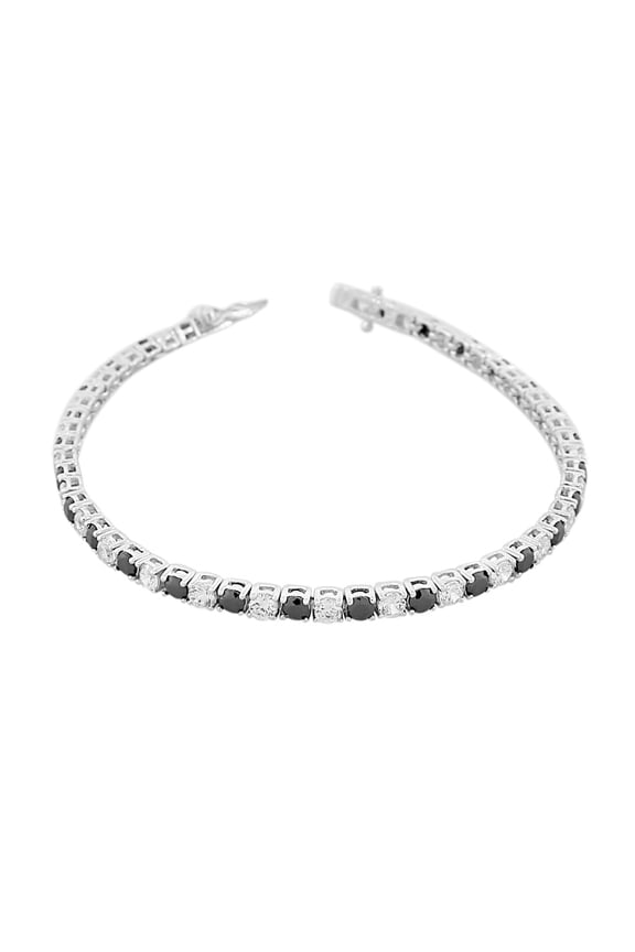 925 Sterling Silver Round White Multicolor CZ Classic Tennis Bracelet