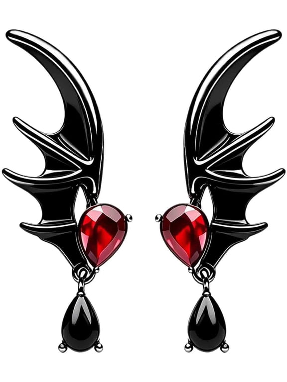 925 Sterling Silver Ruby Black Bat Wing Stud Earrings Animal Earrings Christmas Halloween Gothic Animal Jewelry Gift for Women