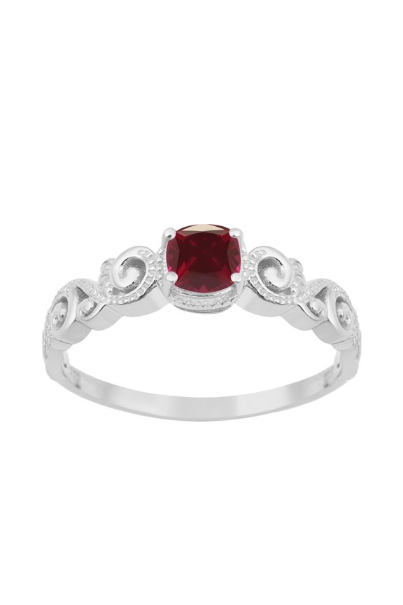 925 Sterling Silver Ruby Cushion 6mm Women's Solstic Engagement Ring, 0.75 Ct