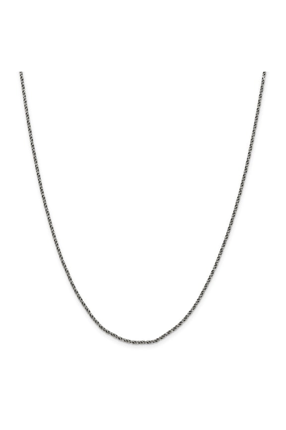 925 Sterling Silver Ruthenium-plated 1.7mm Twisted Tight Wheat Chain 24 Inch