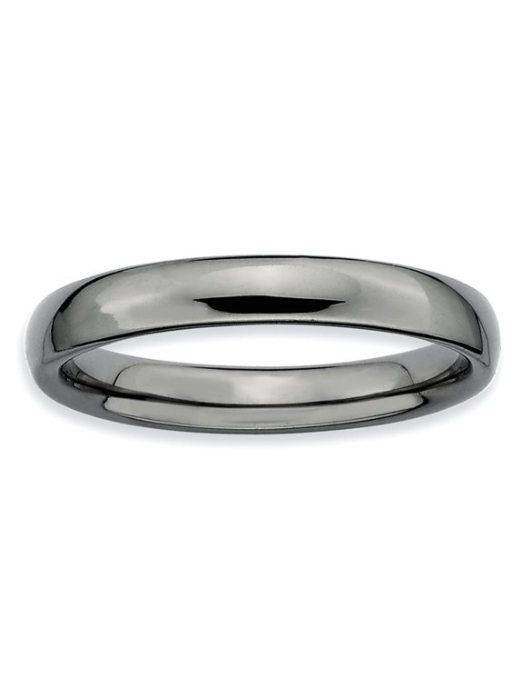 925 Sterling Silver Ruthenium plating Stackable Black Plated Polished Ring Size 6 Stackable Ring for Women