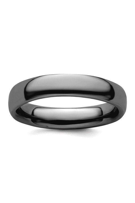 925 Sterling Silver Ruthenium plating Stackable Black Plated Polished Ring Size 8 Stackable Ring for Women