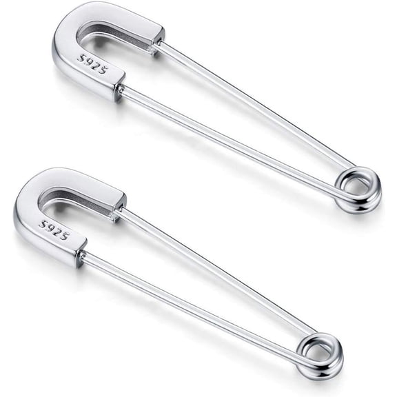 925 Sterling Silver Safety Pin Earrings Punk Style Paperclip Earrings Unisex - Solidarity Peace[Z1]