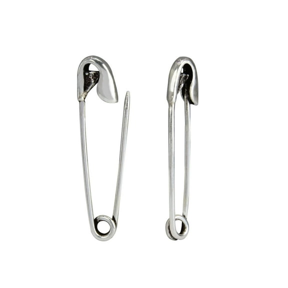 925 Sterling Silver Safety Pin Hoop Earrings