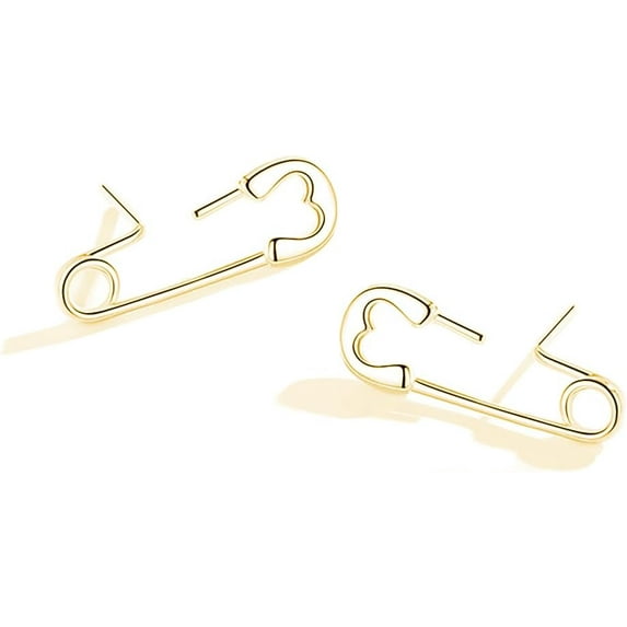 925 Sterling Silver Safety Pin Stud Earrings for Women Teens Paper Clip Earrings Punk Earrings Cute Stud Earrings