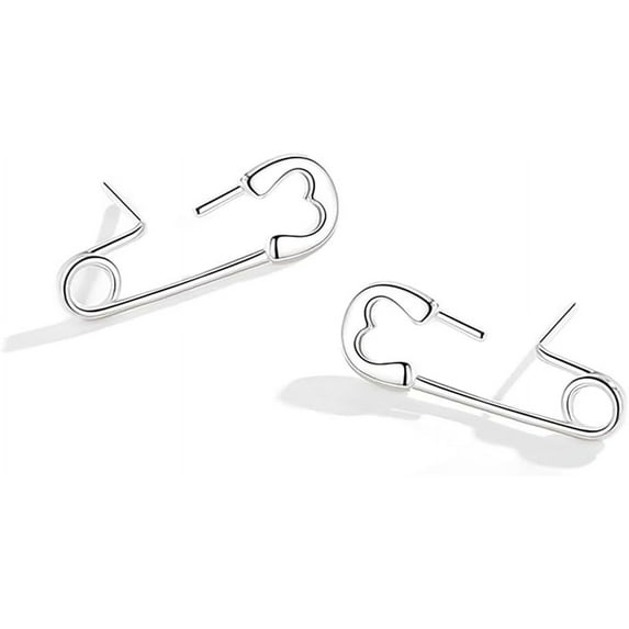 925 Sterling Silver Safety Pin Stud Earrings for Women Teens Paper Clip Earrings Punk Earrings Cute Stud Earrings