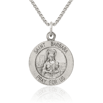 925 Sterling Silver Vintage Saint Barbara Medal Necklace Chain Pendant Charm