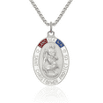 thumbnail image 1 of 925 Sterling Silver Saint Christopher Medal Patron of Travelers Athletes Protection Necklace Christian Religious Chain Pendant Faith Charm, 1 of 13
