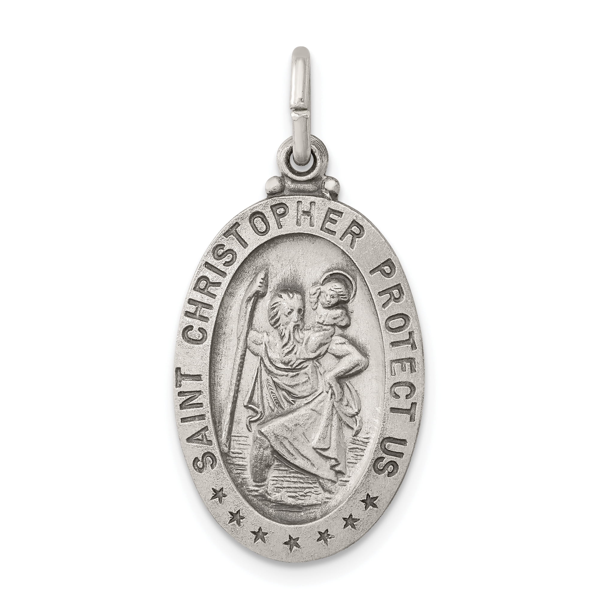 925 Sterling Silver Saint Christopher Medal Pendant Charm Necklace ...