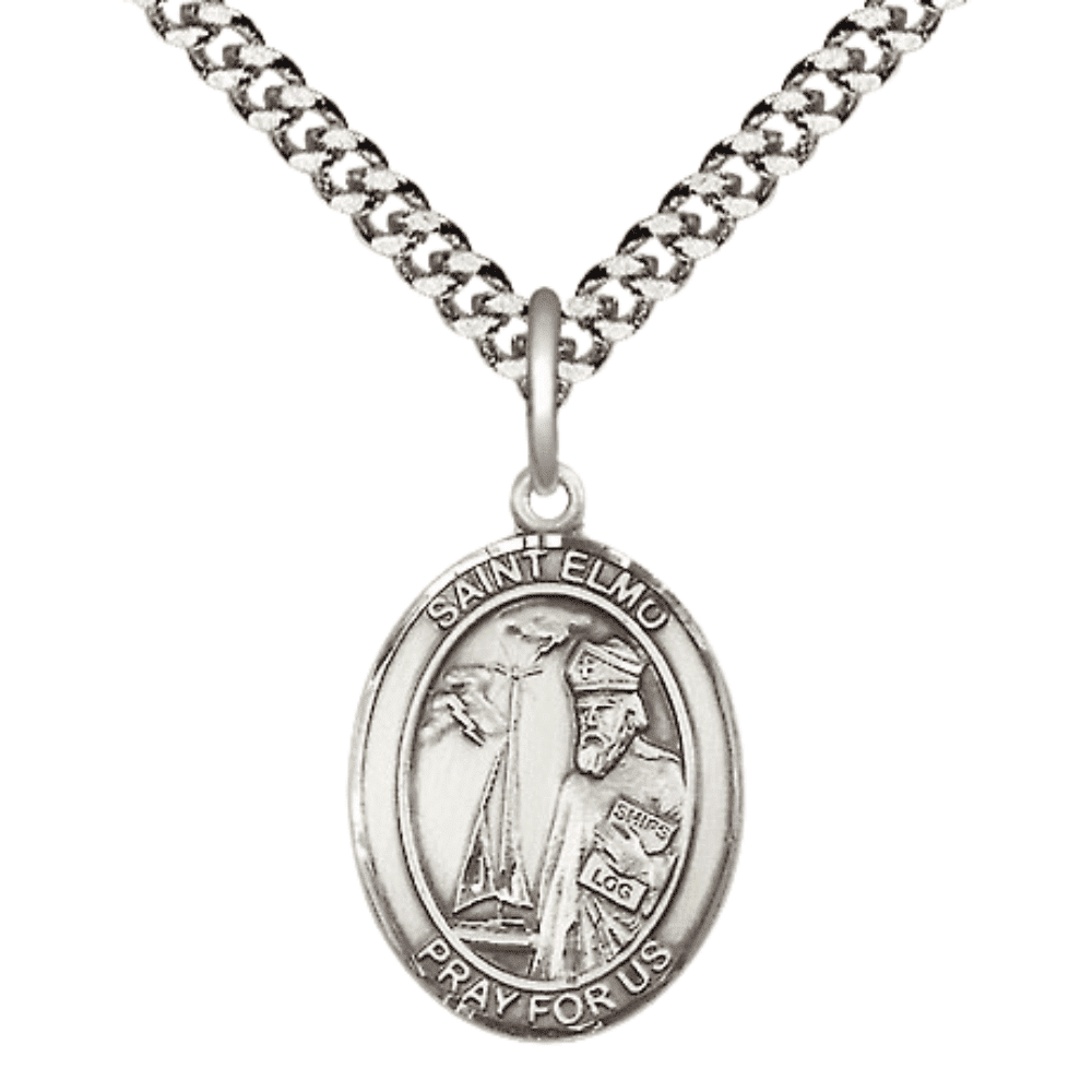 .925 Sterling Silver Saint Elmo Medal Pendant on 24 Inch Endless ...