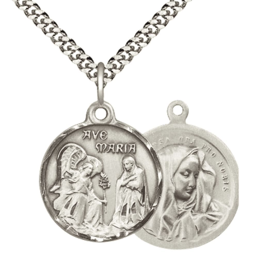 .925 Sterling Silver Saint Gabriel the Archangel Medal Pendant on 24 ...