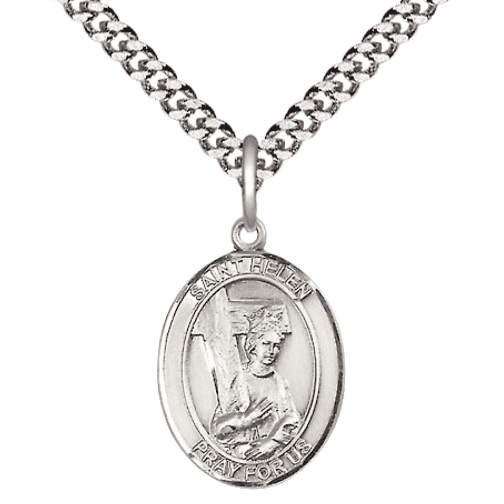 .925 Sterling Silver Saint Helen Medal Pendant on 24 Inch Endless ...