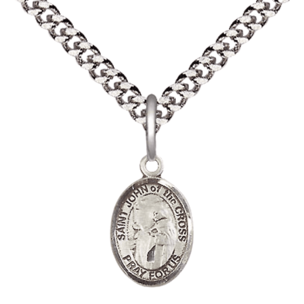 .925 Sterling Silver Saint John of the Cross Medal Pendant on 24 Inch ...