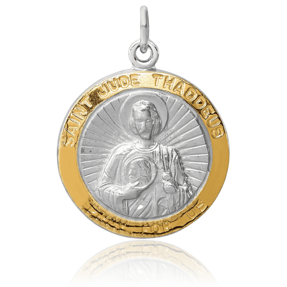 ICE CARATS 925 Sterling Silver Medium St Jude Patron Saint Medal Pendant Necklace - 25mm 1 inch - Polished, Engravable Adult